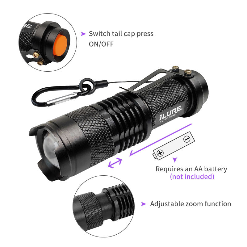 Mini UV Flashlight 395nm Ultra - đánh giá và giá Fishing Lure Kit